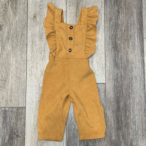 Baby Girl Ruffle Trim Corduroy Jumpsuit